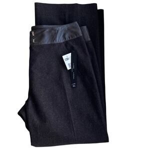 NWT ~ SIENA STUDIO Brown Tweed Pocket Faux Leather Trim Wool Pants ~ Women's 14